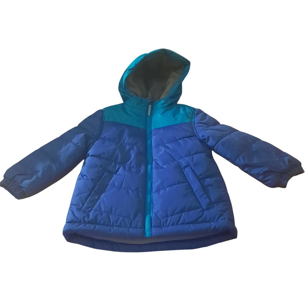 Whales Tail Toddler Blue and Teal Colorblock Hooded Puffer Coat Size 3T